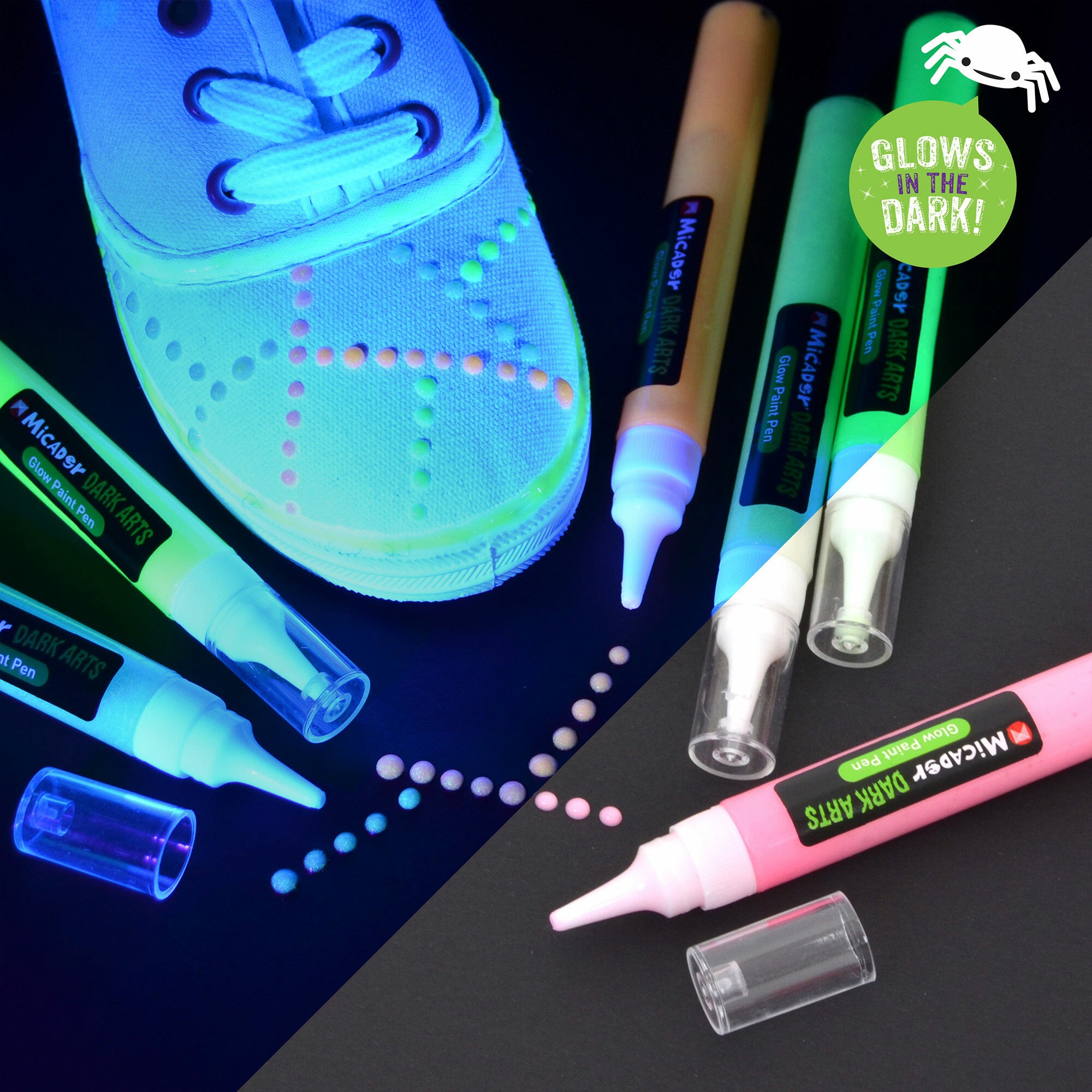Micador Dark Arts, Glow Paint Pens Set, 6 - Color Pen Set