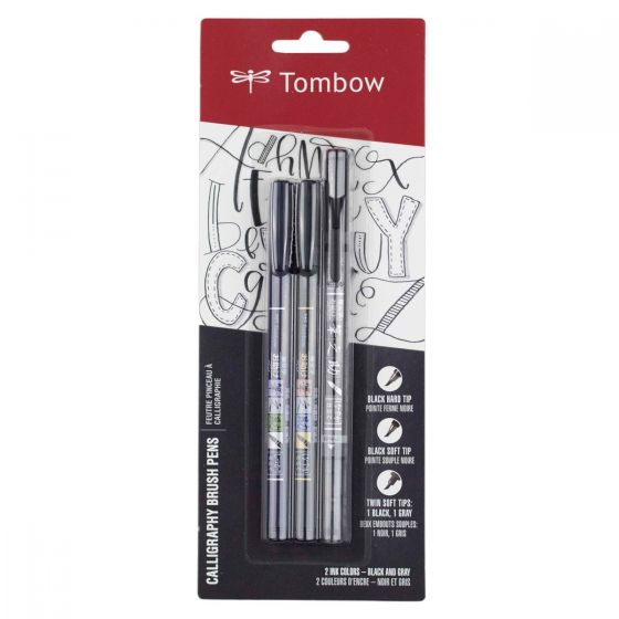 Fudenosuke Brush Pen Dual Tip Black/Gray